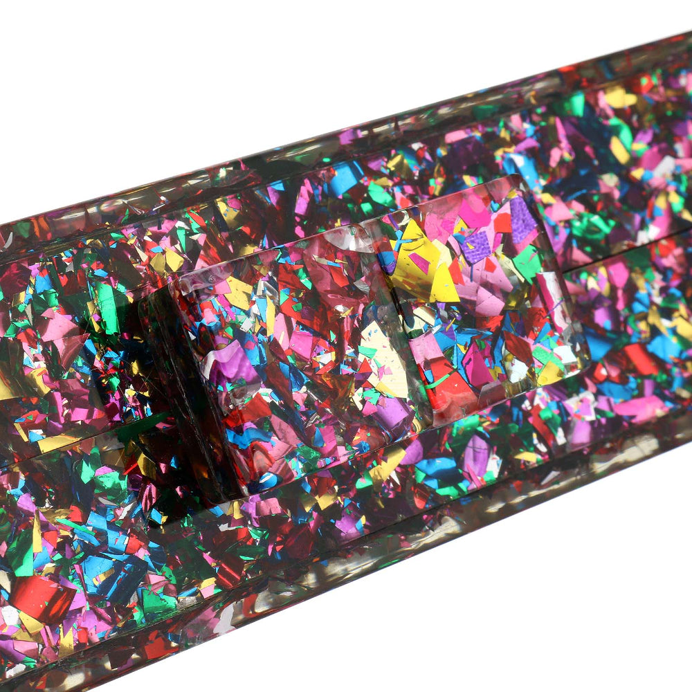 Women Acrylic Handbags Rectangle Multicolor Geometric Trend Designed Bags Chain Crossbody Bag Evening Banquet Party Clutch Bag