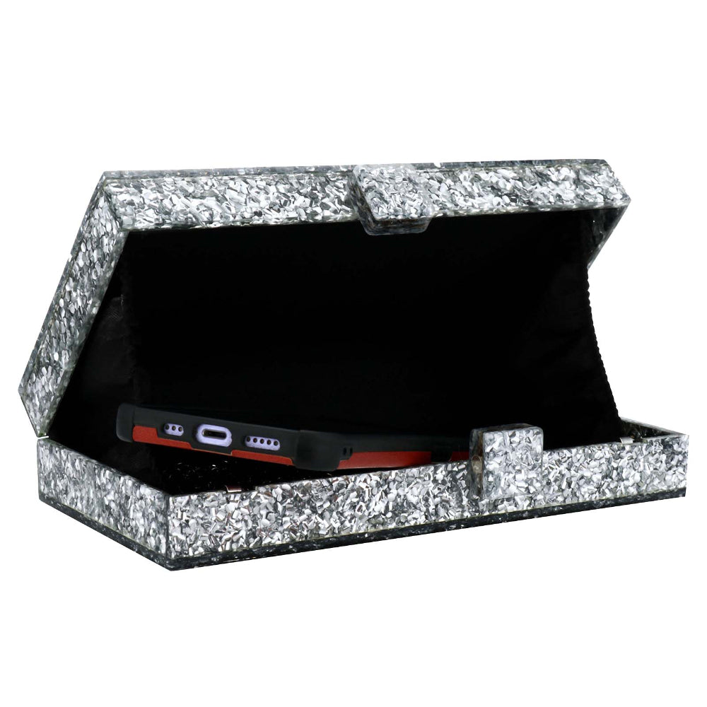 Women Acrylic Handbags Rectangle Multicolor Geometric Trend Designed Bags Chain Crossbody Bag Evening Banquet Party Clutch Bag