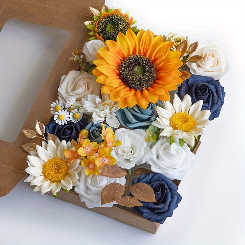 Artificial Flowers for DIY Wedding Centerpieces Decorations, Fake Rose Dahlia Sunflower Flowers for Decoration DIY