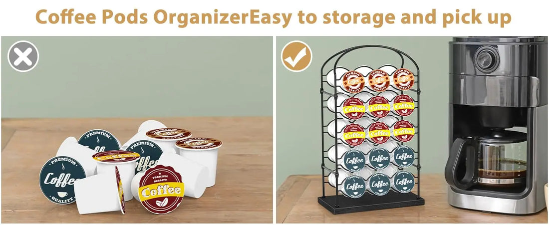 30-Capacity Black Coffee Pod Organizer for Keurig K-Cups, Space-Saving Countertop Storage Holder for Home/Office/Coffee Bar