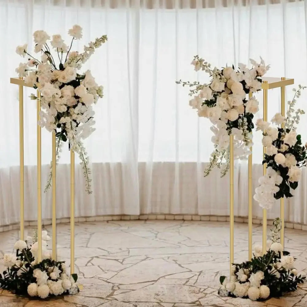 6pcs Gold Flower Stand Centerpieces for Wedding Table Decorations 31.5in Tall Metal Vases Geometric Flower Stand for Party Home