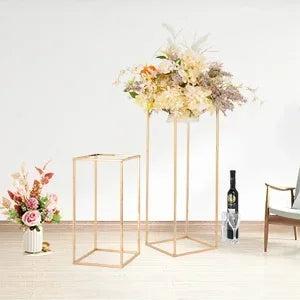 32in Tall Metal Column Wedding Flower Stand - 10pcs Large Centerpieces for Event Party Home Decorations Gold