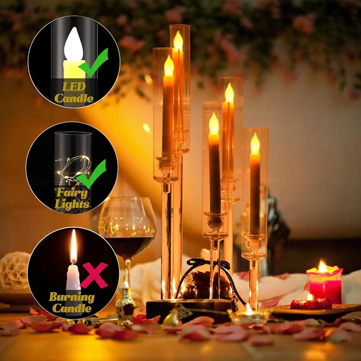 20PCS Acrylic Candlestick Holder for Table Centerpiece 5 Arm Clear Candelabra Wedding Centerpiece for Party fit 0.8 led candle