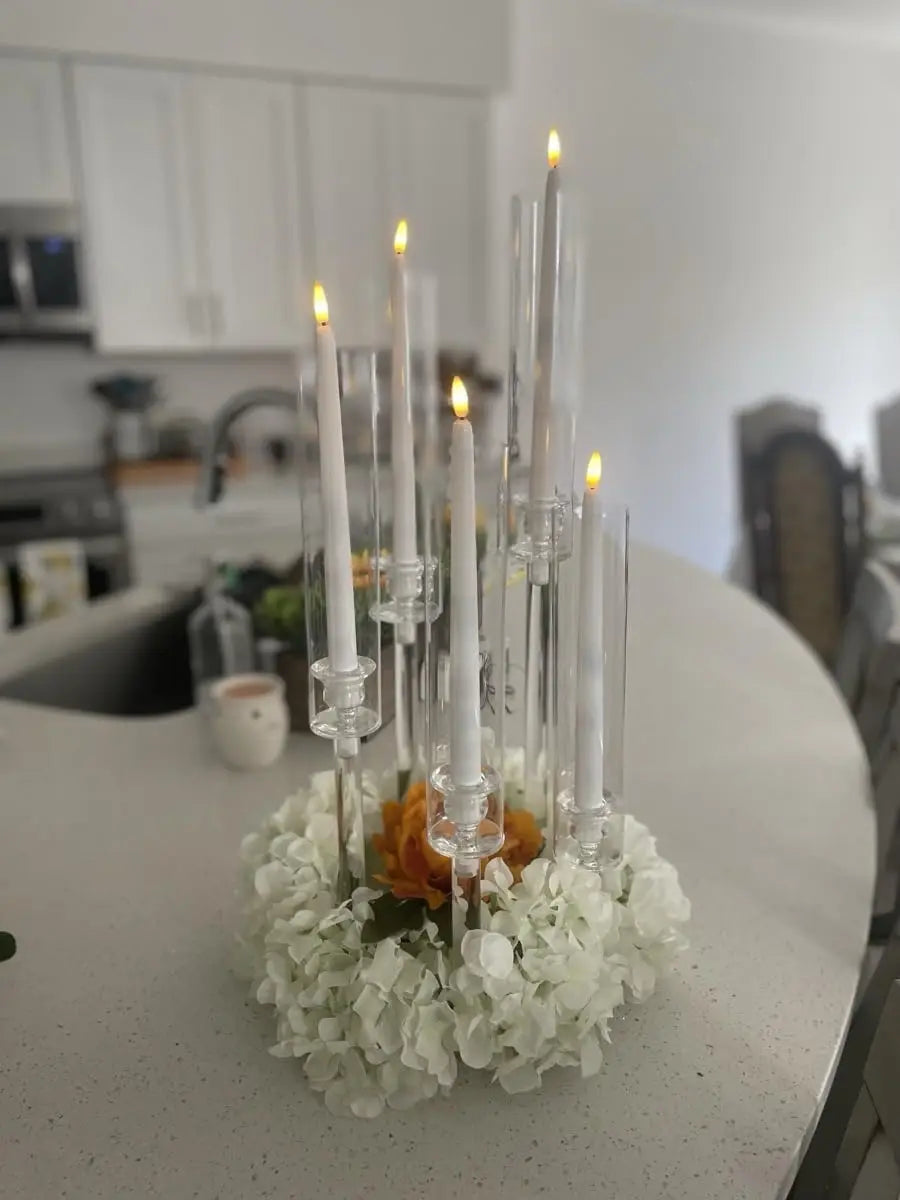 20PCS Acrylic Candlestick Holder for Table Centerpiece 5 Arm Clear Candelabra Wedding Centerpiece for Party fit 0.8 led candle