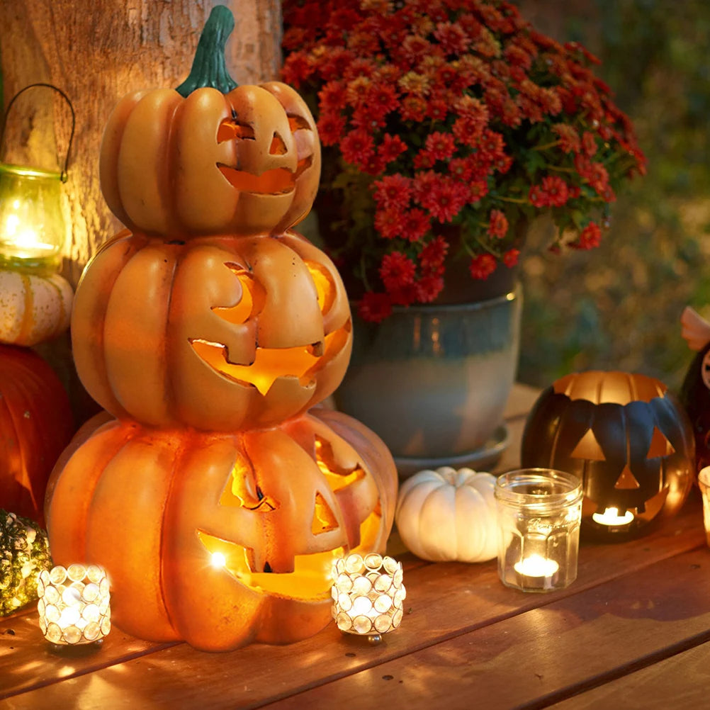 Halloween Pumpkin Light Halloween Light Up Stacked Pumpkins Halloween Party Decor Indoor Outdoor Decorations