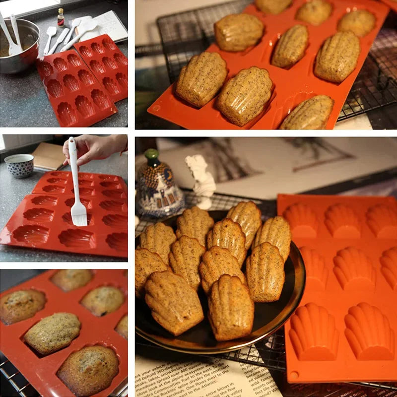 9/18 Cavities Madeleine Silicone Cake Mold Shell Biscuit Cake Handmade Soap Mold Tray Non Stick Silicone Bakeware Mould