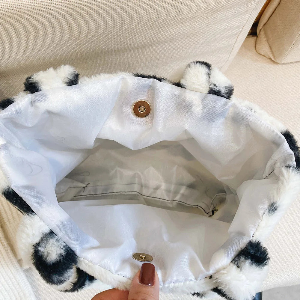 Cute Plush Top-handle Bag Tote Lady Shoulder Street Satchel Big Capacity Handbag Fashion Exquisite Shopping Bag