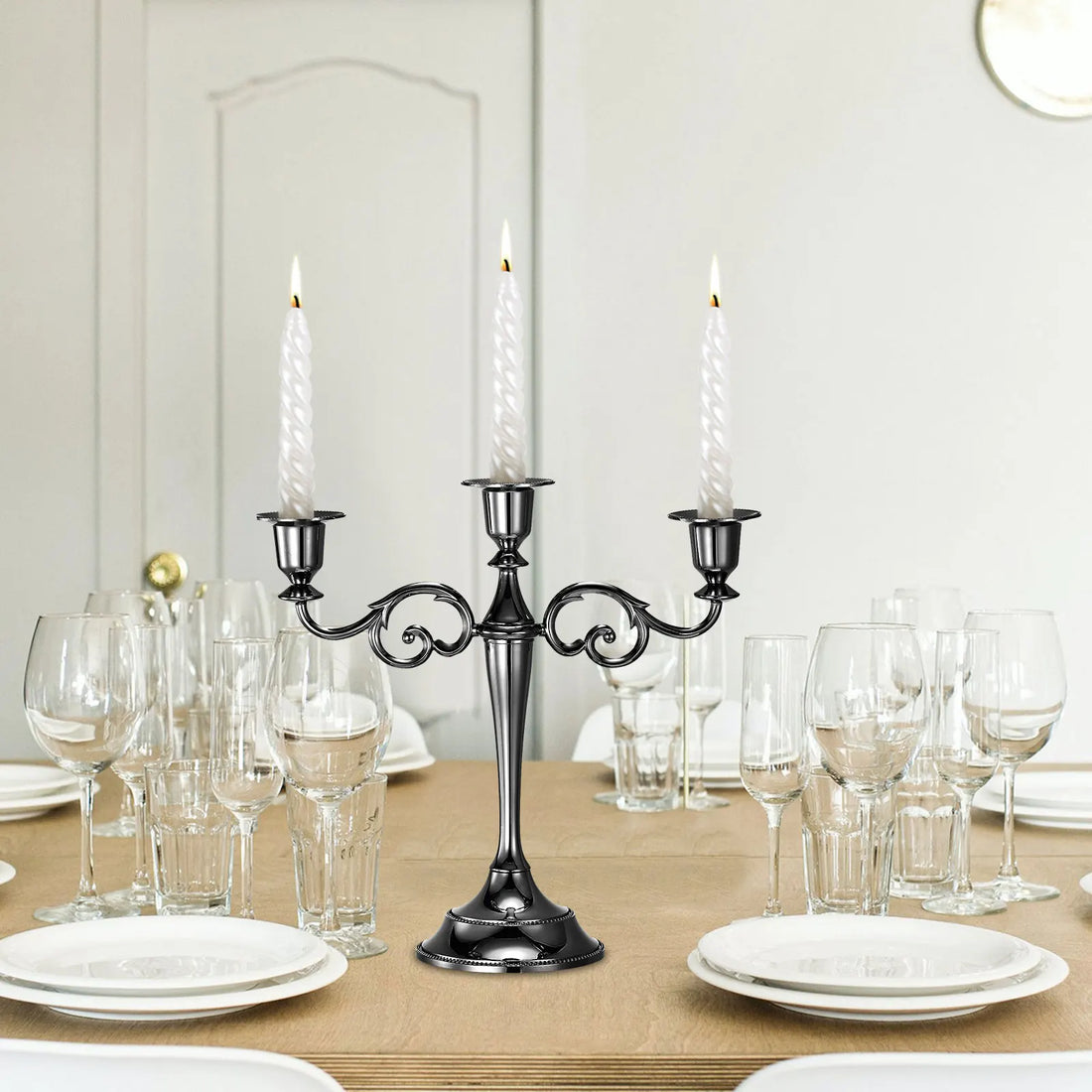 Candelabra Candle Holders 3/5 Arm Metal Candlestick Stand for Taper Candles Candle Stand for Decor Wedding Dinning Table Black