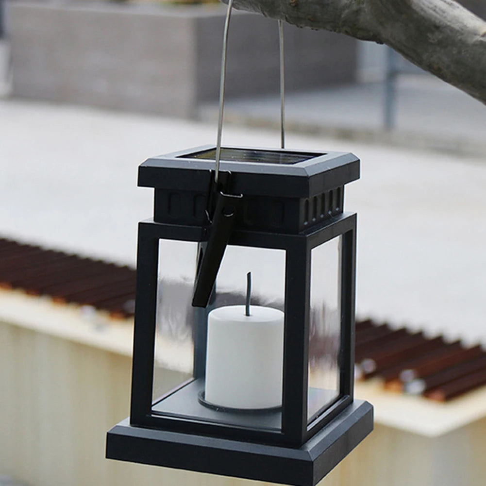 Solar Powered LED Outdoor Twinkle Candle Lantern Outdoor Lamp Home Garden Decoration Light Warm Flame Flashing Tea Light