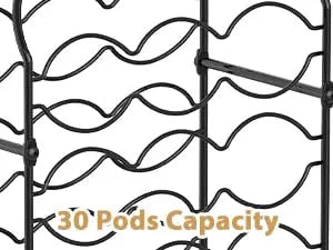 30-Capacity Black Coffee Pod Organizer for Keurig K-Cups, Space-Saving Countertop Storage Holder for Home/Office/Coffee Bar