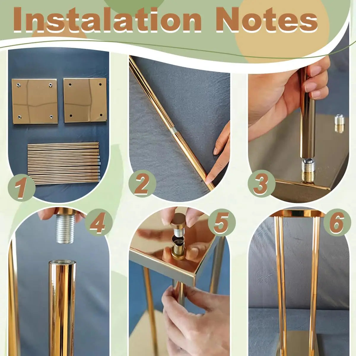 6pcs Gold Flower Stand Centerpieces for Wedding Table Decorations 31.5in Tall Metal Vases Geometric Flower Stand for Party Home