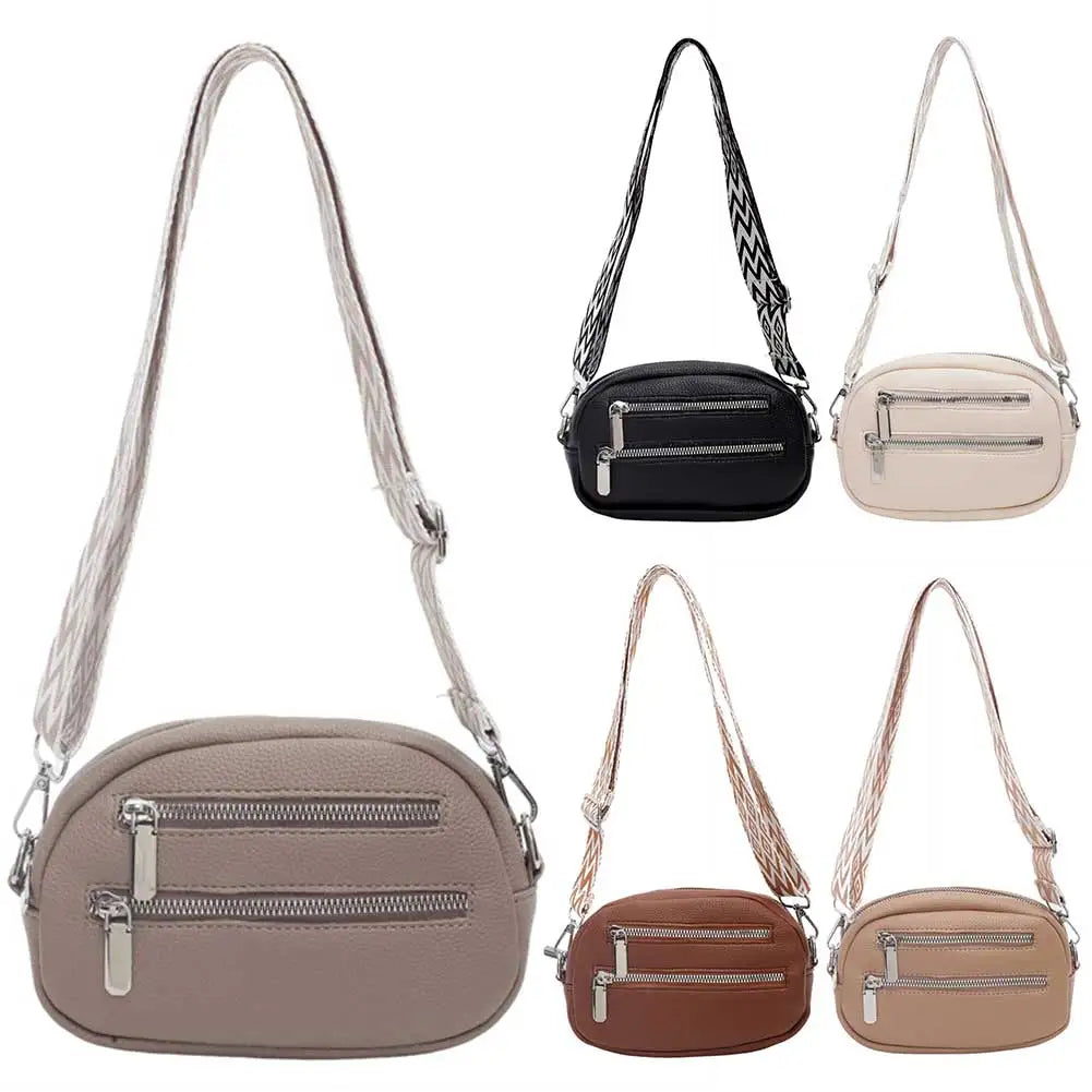 Crossbody Bag for Women Men with Adjustable Strap Fanny Pack PU Leather Double Zip Trendy Chest Bag for Travel Shopping