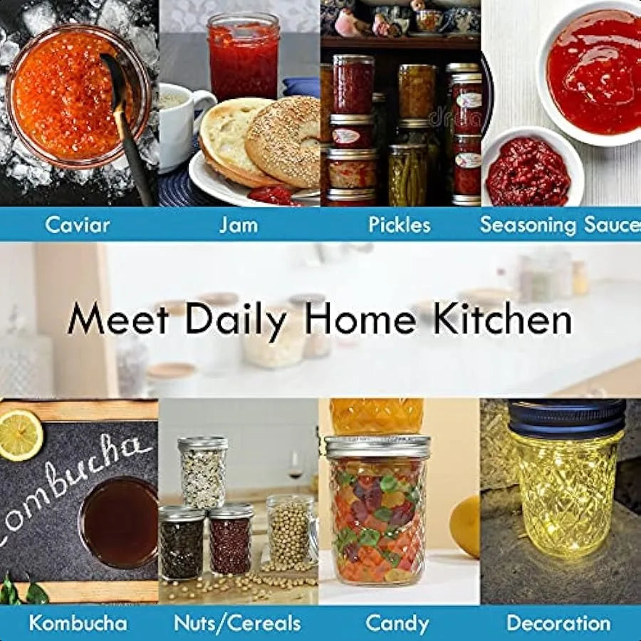 YEBODA 12 Pack 8 oz Mason Jars with Airtight Lids and Bands Glass Canning Jars Ideal for Preserving Jam Honey Jelly Wedding Fav