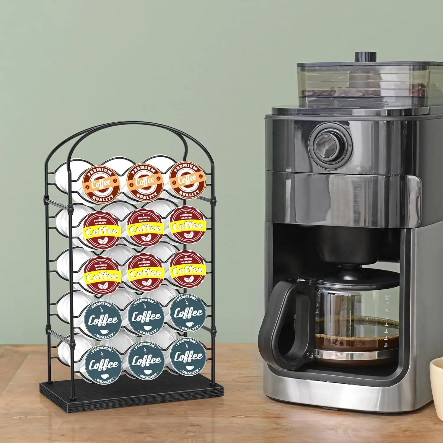 30-Capacity Black Coffee Pod Organizer for Keurig K-Cups, Space-Saving Countertop Storage Holder for Home/Office/Coffee Bar