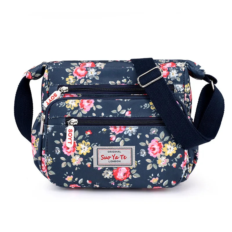Fashion Multi-Pocket Crossbody Handbags Floral Pattern Female Shoulder Bag for Shopping Messenger Bags Waterproof Crossbody Bag