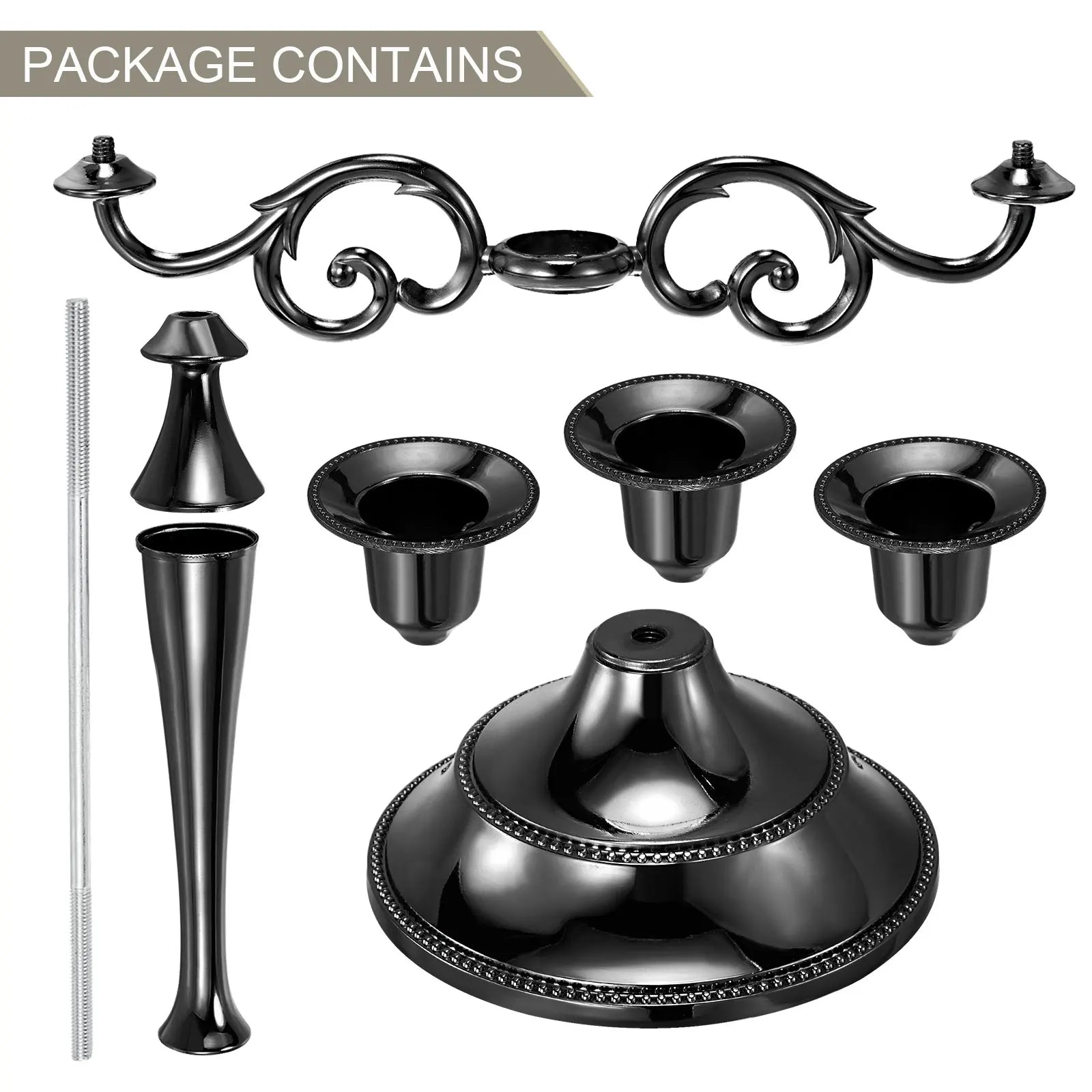 Candelabra Candle Holders 3/5 Arm Metal Candlestick Stand for Taper Candles Candle Stand for Decor Wedding Dinning Table Black