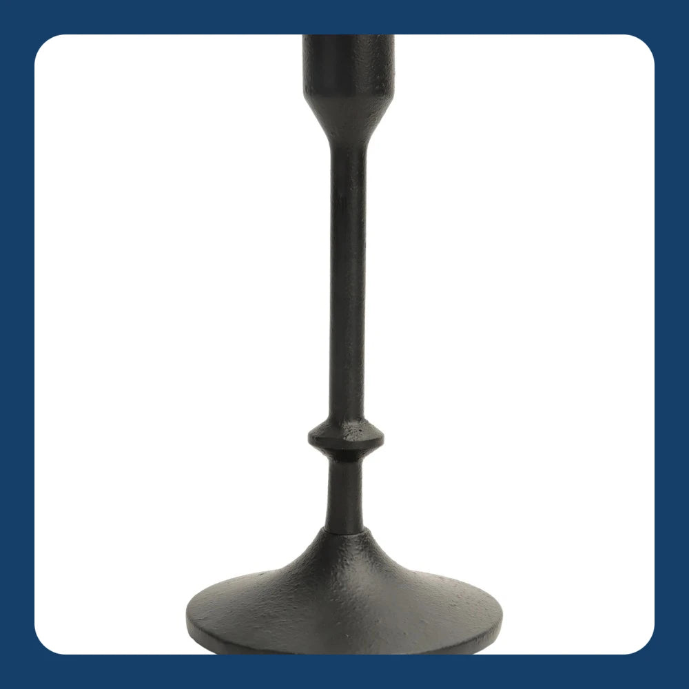 Black Cast Iron Metal Taper Candle Holder, 7.8", Large