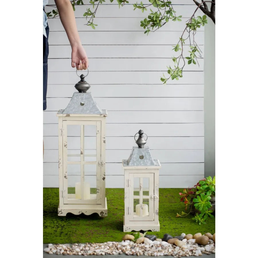 Wooden Candle Lantern Drative Hurricane Lantern Holder Dr for Indoor Outdoor Home Garden Wedding