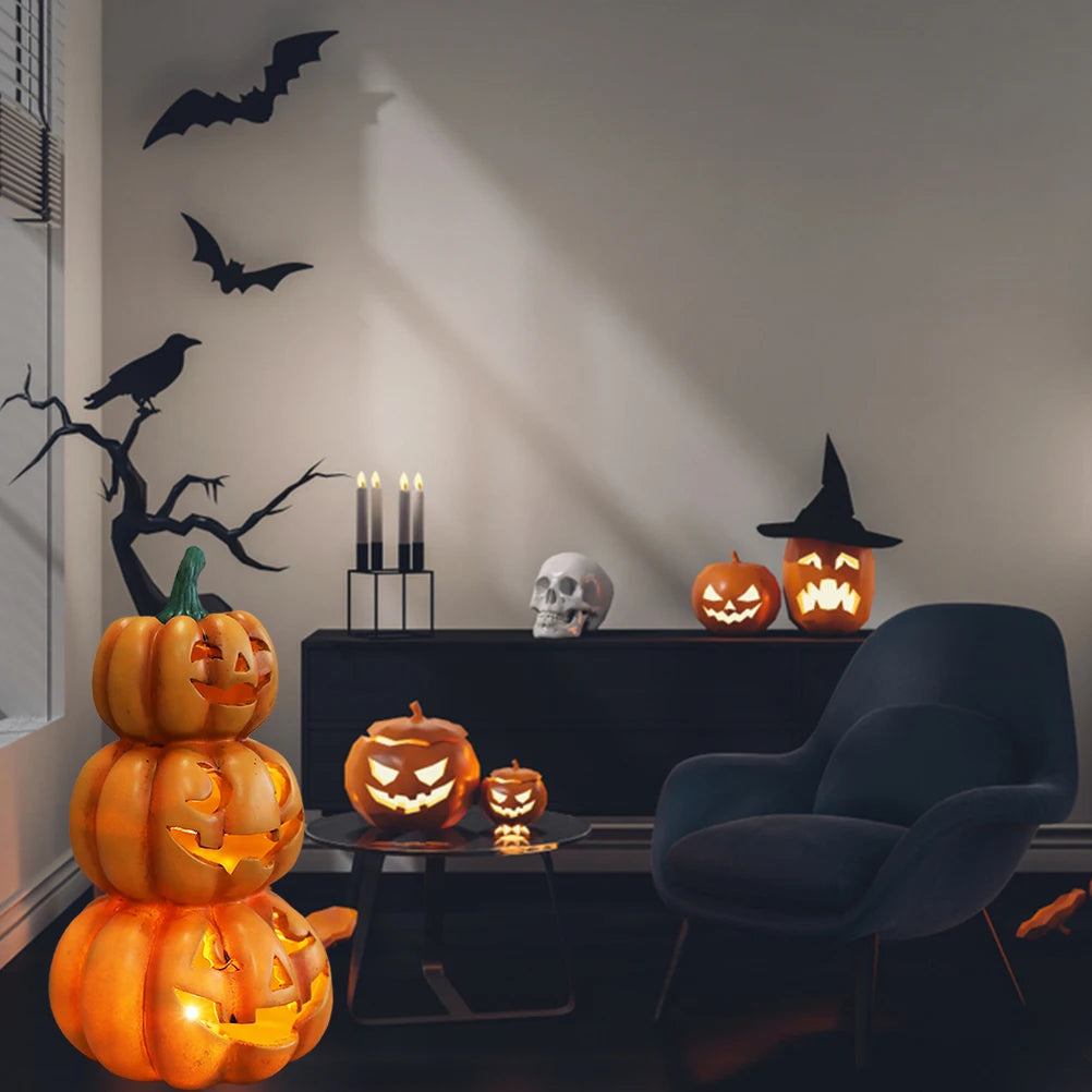 Halloween Pumpkin Light Halloween Light Up Stacked Pumpkins Halloween Party Decor Indoor Outdoor Decorations