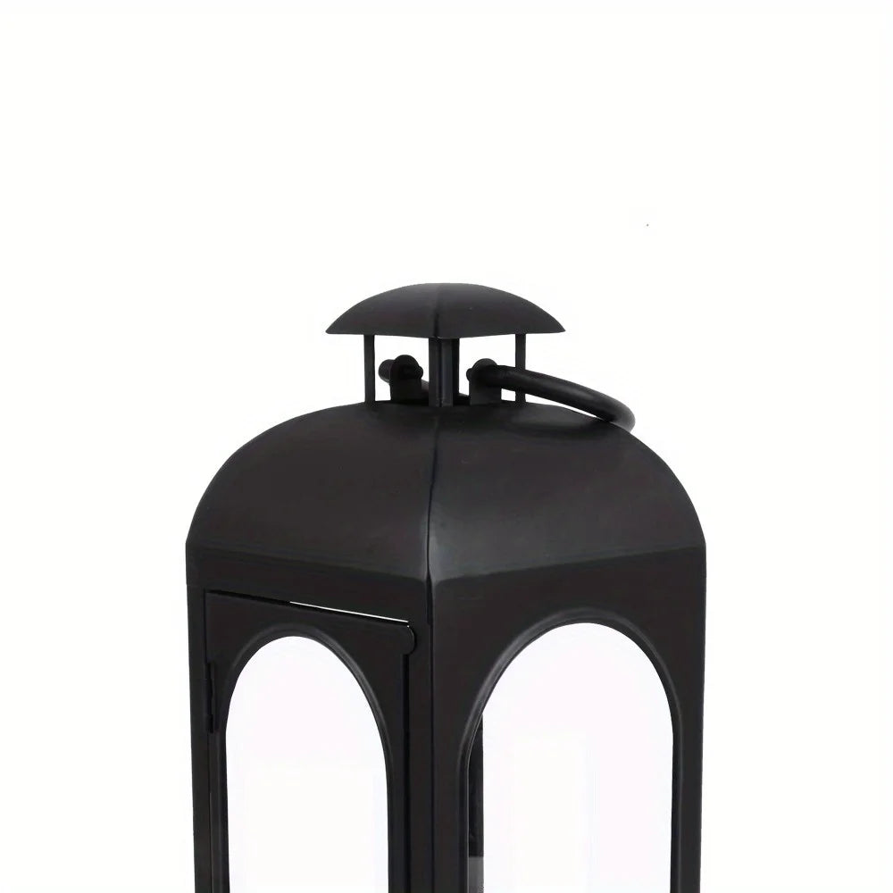 (2 pack) Black Metal Lantern Candle Holder, 14", Small