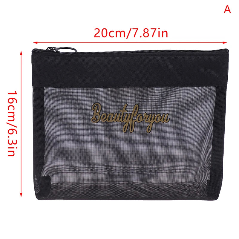 Black Travel Cosmetic Bag Women Zipper Makeup Case Organizer Storage Pouch Toiletry Beauty Bags