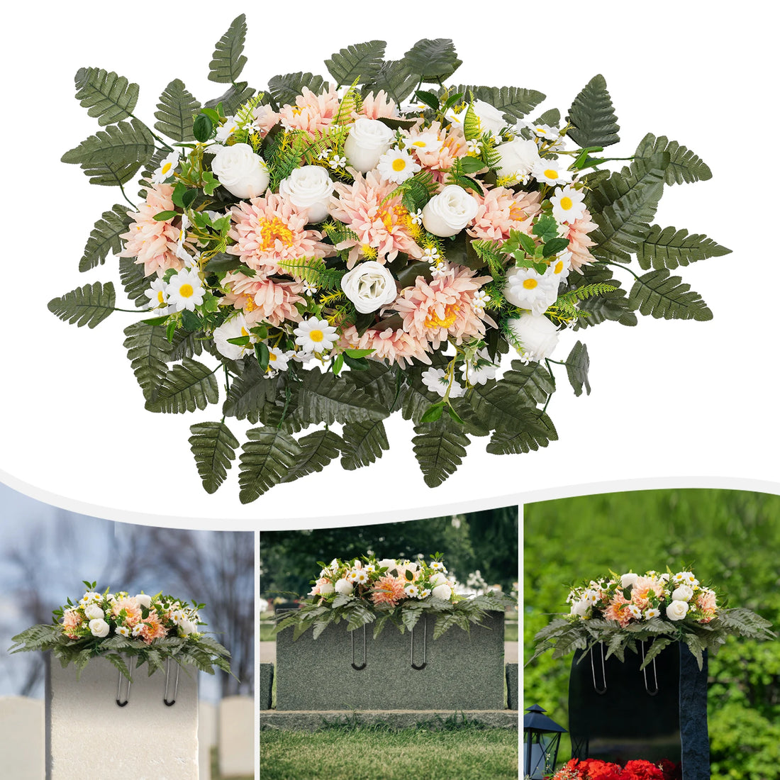 Artificial Grave Flower Artificial Realistic Flowers for Headstone Outdoor Grave Decorations