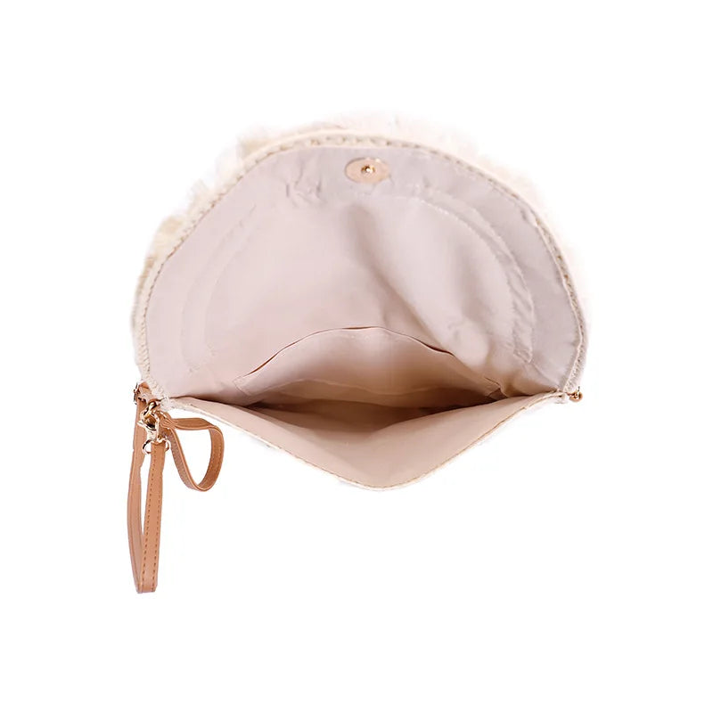 Raffia Straw Weaven Bags Fashion Ladies Wrist Clutches Summer Women Shoulder Crossbody Bags Handmade Handbags Purse Beach Bag