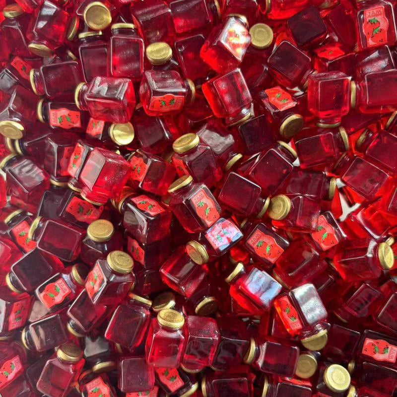 5Pcs 1/12 Dollhouse Strawberry Sauce Jam Jar Dollhouse Miniature Kitchen Food Accessories Dolls House Decorations Toys