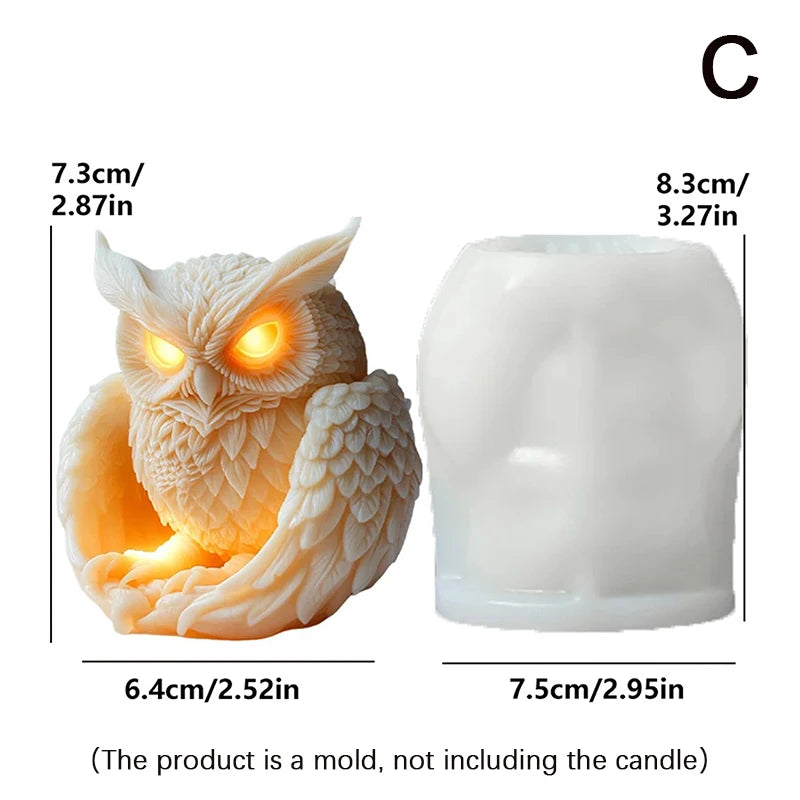 Cute Owl Candle Silicone Mold New Animal Owl Silicone Mold Owl Concrete Mould Gypsum Mold Owls Cake Molds Christmas Gift