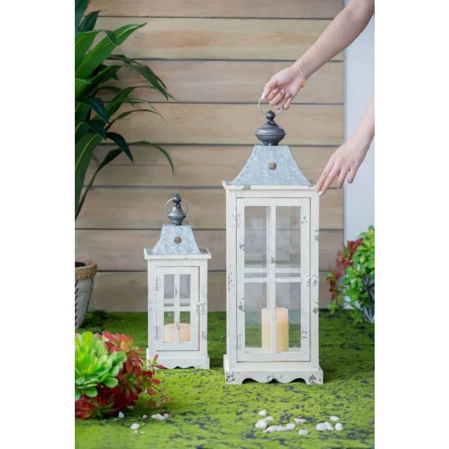 Wooden Candle Lantern Drative Hurricane Lantern Holder Dr for Indoor Outdoor Home Garden Wedding