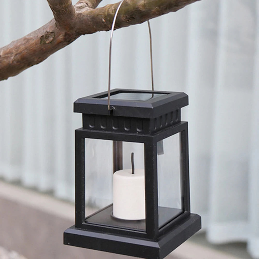 Solar Powered LED Outdoor Twinkle Candle Lantern Outdoor Lamp Home Garden Decoration Light Warm Flame Flashing Tea Light