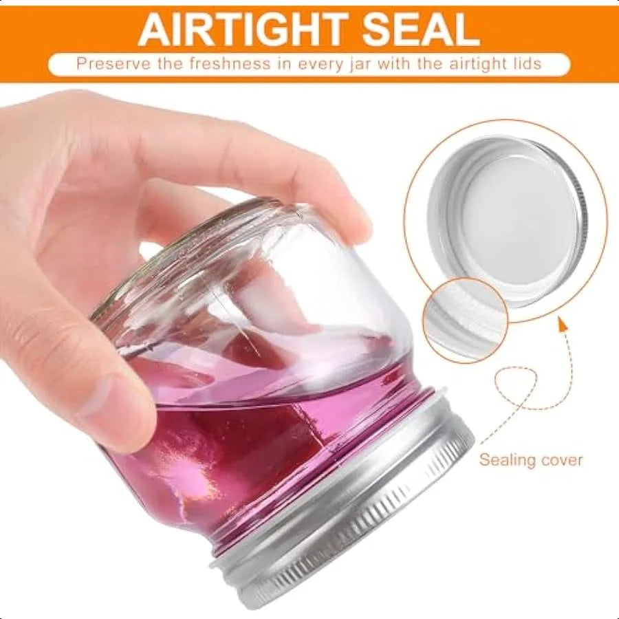 6 Pack Small Mason Jars with Labels 8 oz Glass Jars with Airtight Lids Half Pint Canning Jars for Jelly Jam Honey Pickles Spice