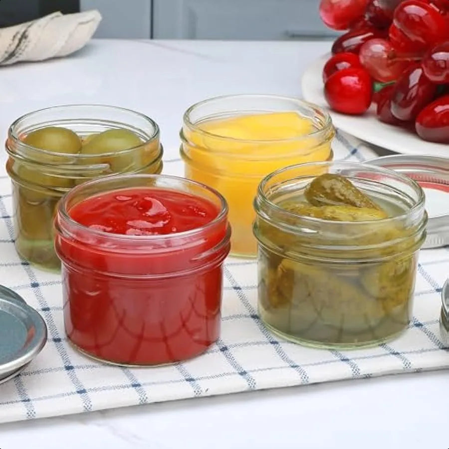 Brajttt Small Mason Jars 4oz Glass Mason Jar with Regular Lids 9 Pack Mini Jam Jars for Jelly Jam Honey Dessert Spice Wedding F