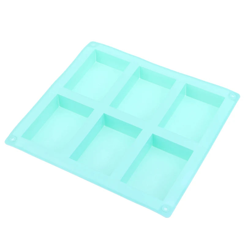 6 Cavity Square Silicone Mold for Making Soaps 3D Plain Soap Mold Rectangle DIY Handmade Soap Form Tray Mould