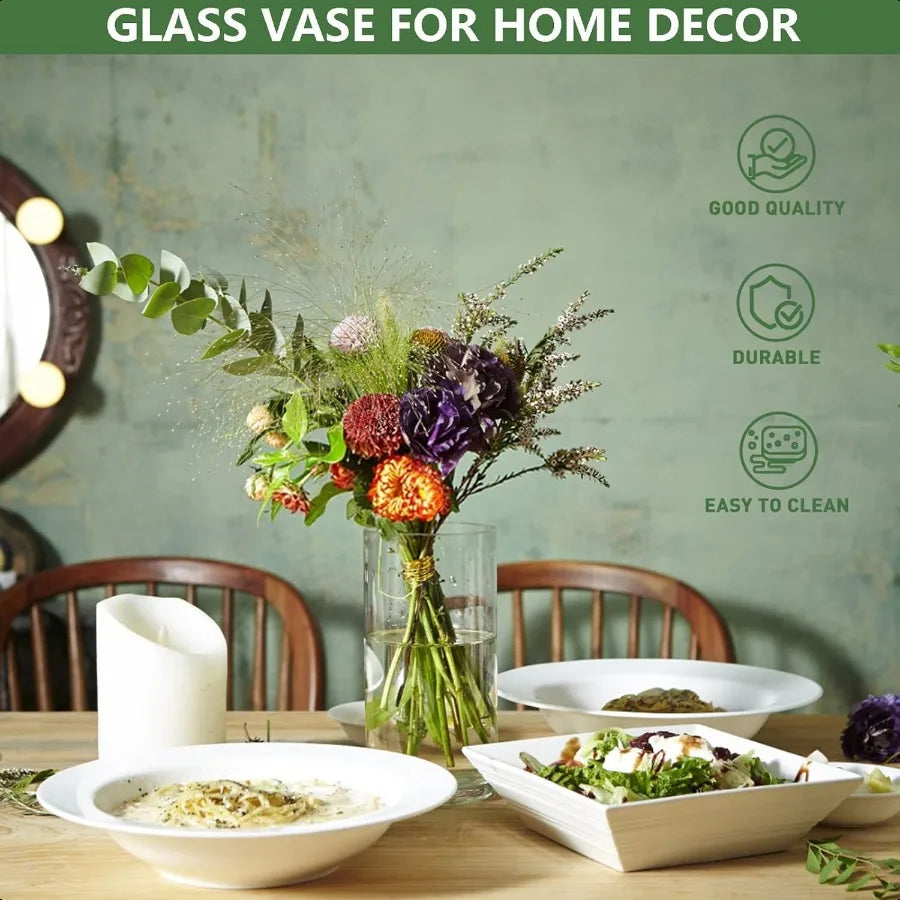 6 Inch Tall Glass Cylinder Vase for Table CenterpiecesSet of 6 Clear Glass Vases Bulk for Flowers Decor Floating Candle Wedding