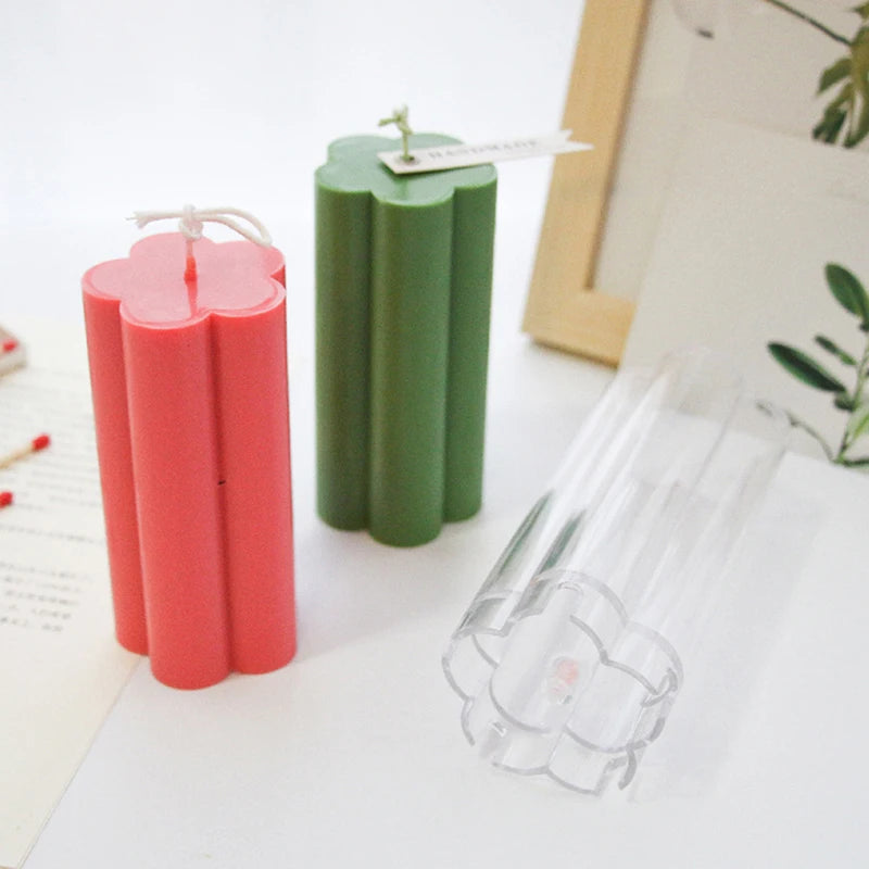 Candle Molds Plum Blossom Mold Clear Plastic Candle Making Tool Column Mold for Candles Making