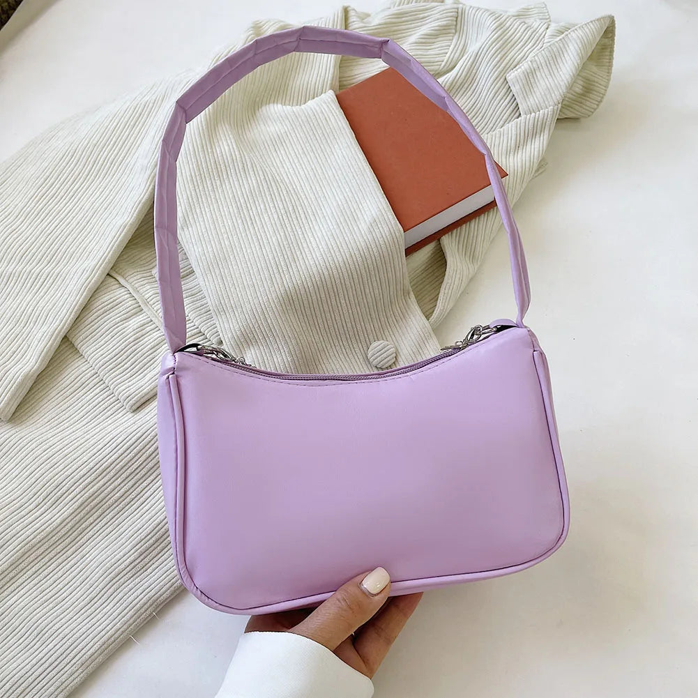 Ladies Underarm Shoulder Bags PU Leather Women Handbag Exquisite Shopping Bag with Butterfly Chains Designed