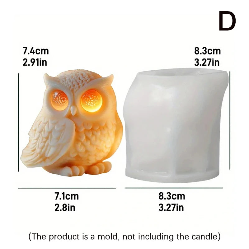 Cute Owl Candle Silicone Mold New Animal Owl Silicone Mold Owl Concrete Mould Gypsum Mold Owls Cake Molds Christmas Gift