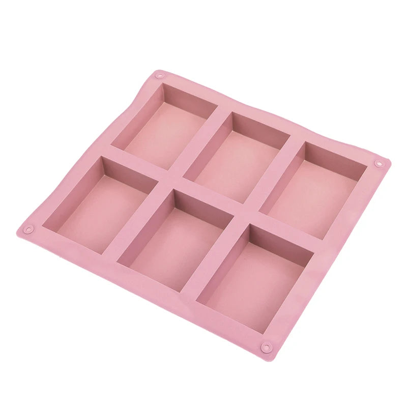 6 Cavity Square Silicone Mold for Making Soaps 3D Plain Soap Mold Rectangle DIY Handmade Soap Form Tray Mould
