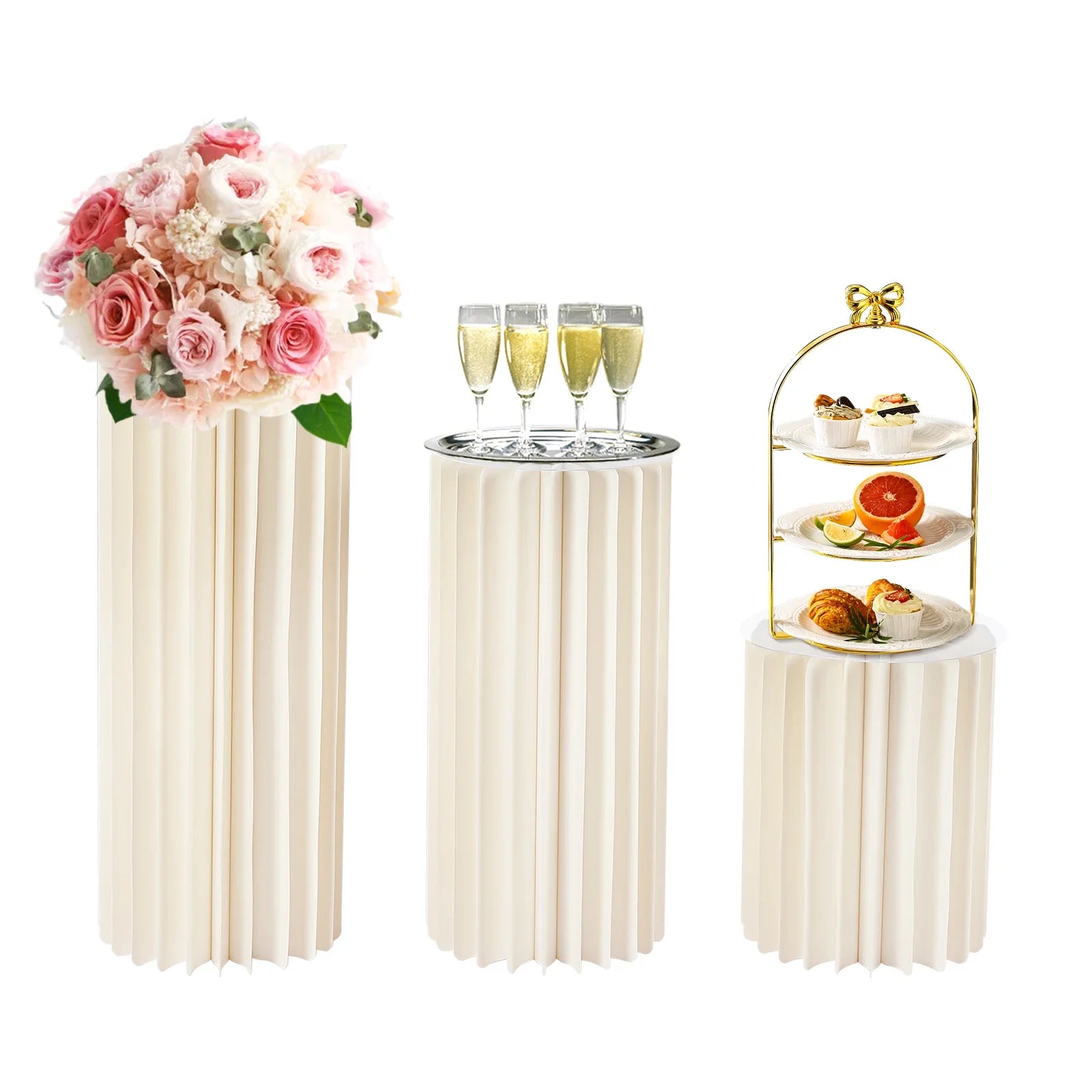 Wedding Centerpieces Cardboard Vases-Set of 3 Flower Vase Flowers Stand for Party Tables Decorations,Elegant Weddings Decoration