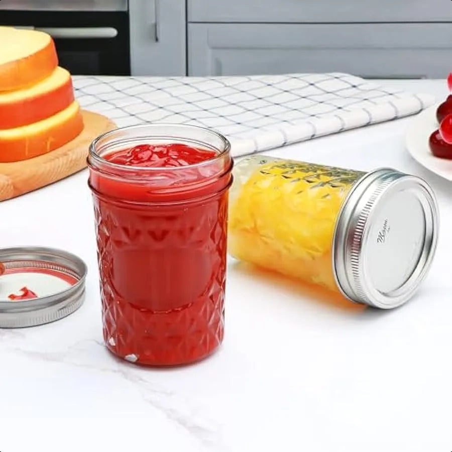 16 Pack Mason Jars8 oz Canning Jars Glass Jars With Lids Small Mason Jars Suitable for Jelly Jam Honey Wedding Favors Shower Fa