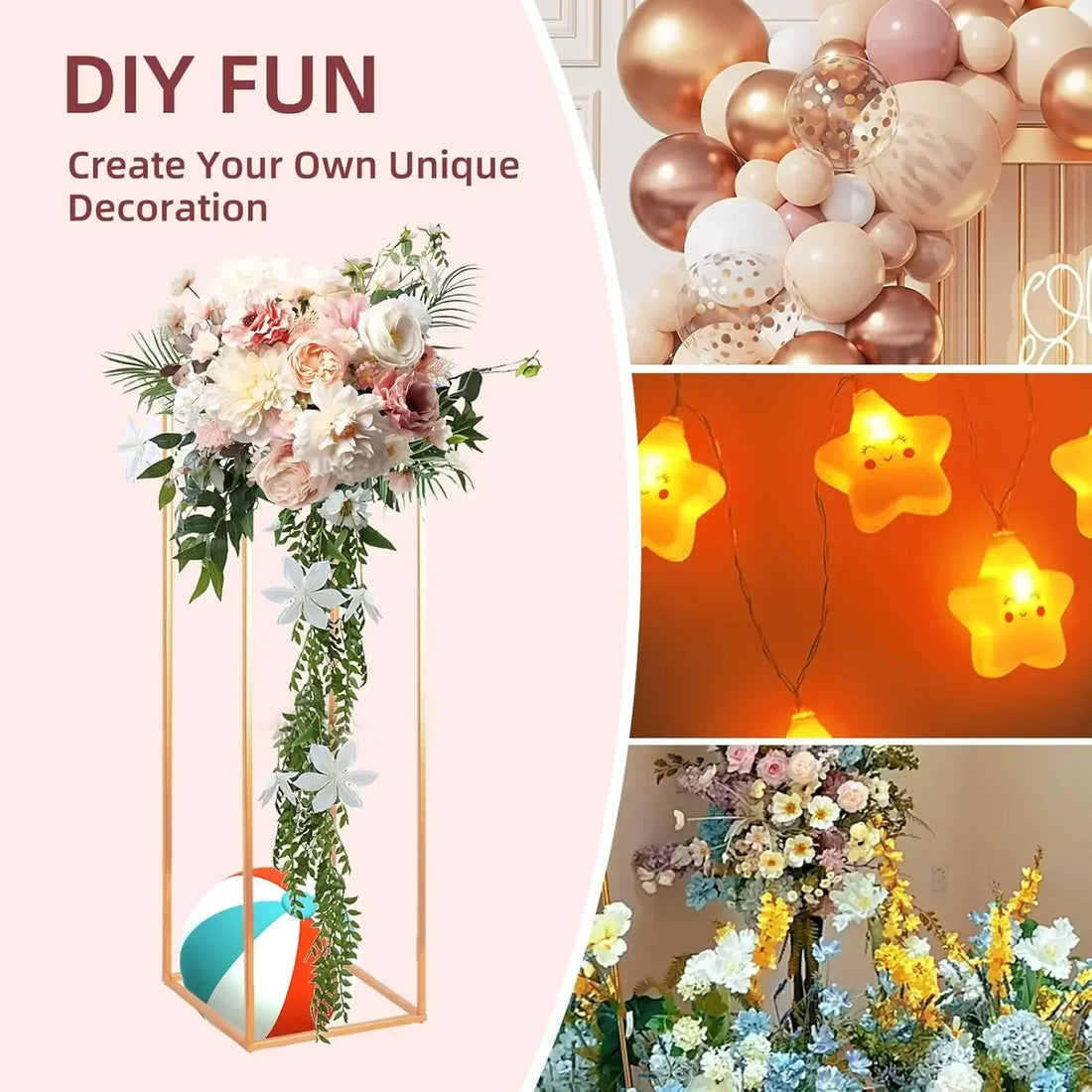 32in Tall Metal Column Wedding Flower Stand - 10pcs Large Centerpieces for Event Party Home Decorations Gold