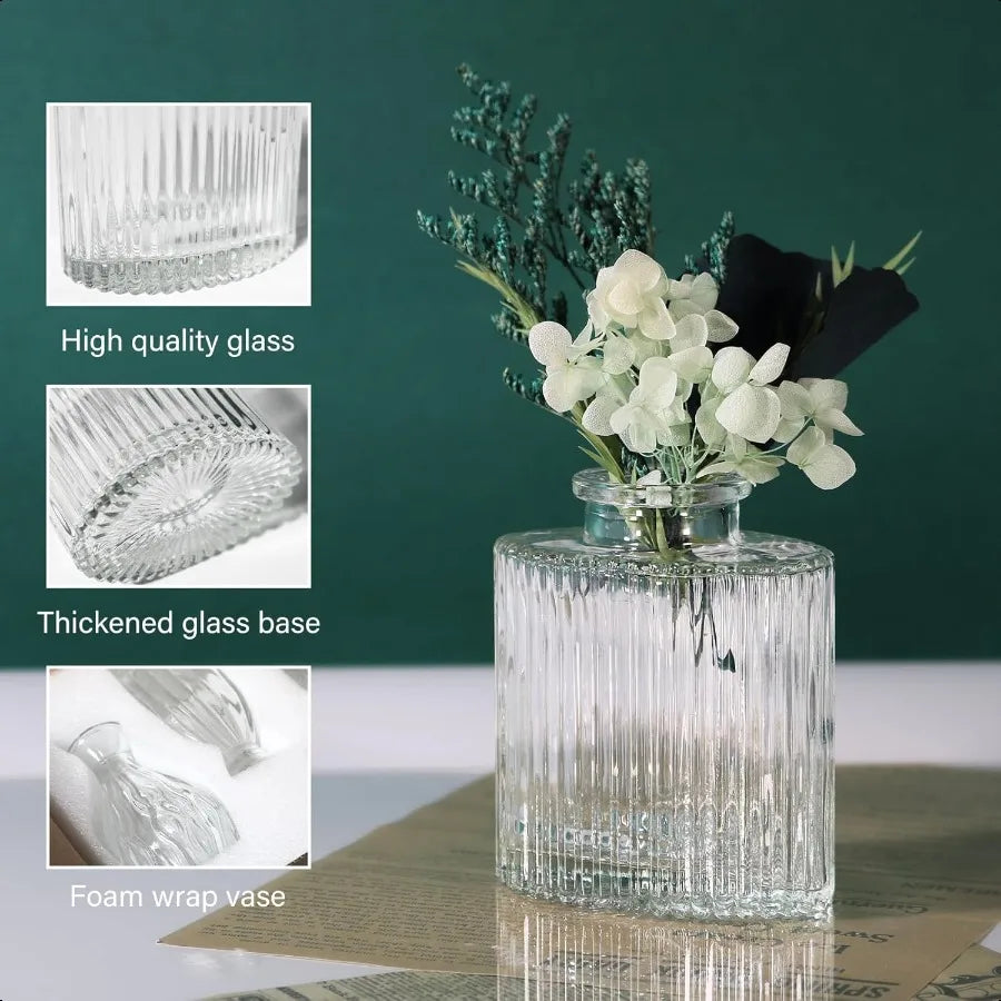 Glass Bud Vases Set of 4 4 Sizes of Small Flower Vase for Party or Home Table Decorations