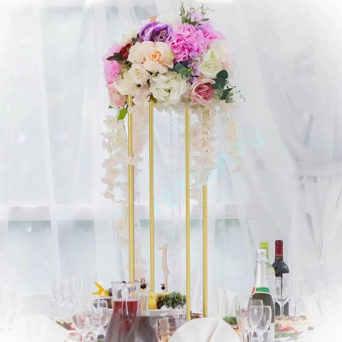 10pcs 31.5inch Rectangular Gold Metal Wedding Flower Stand Vase Column Stand Flower Display Rack for Party Decorations