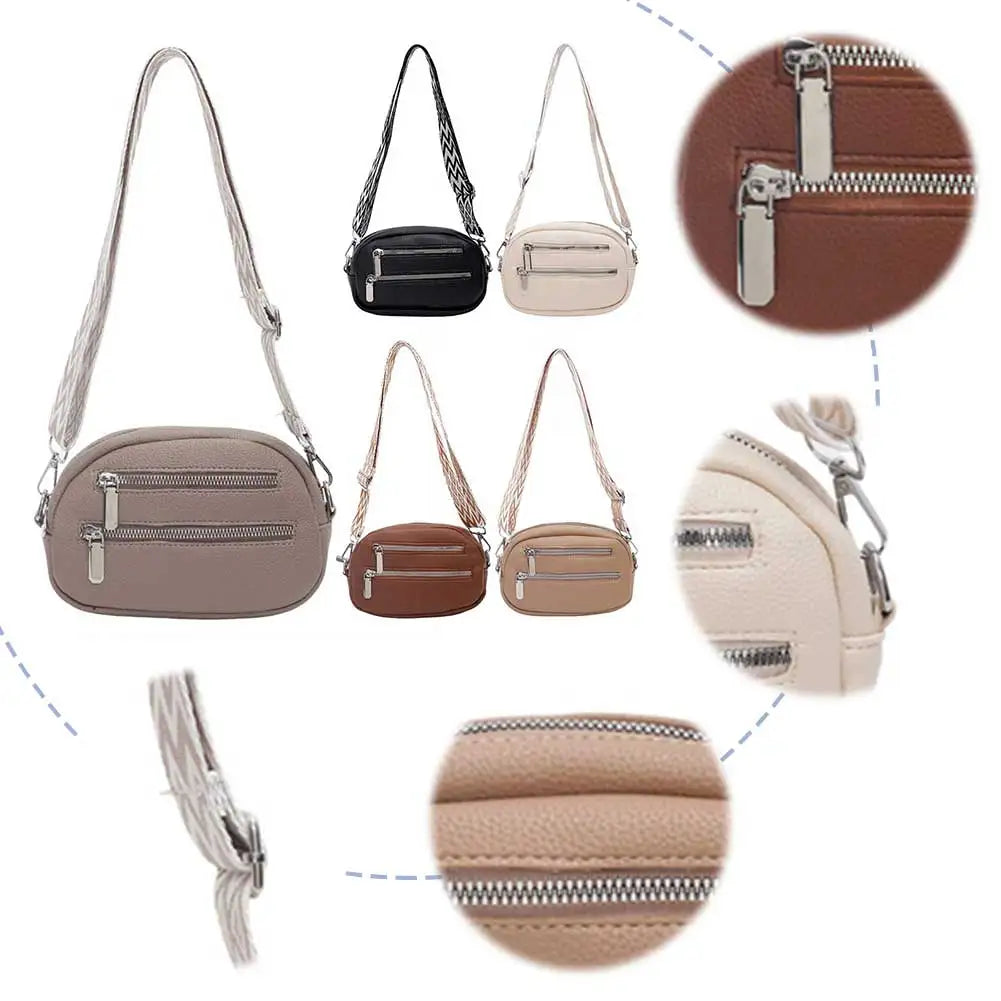 Crossbody Bag for Women Men with Adjustable Strap Fanny Pack PU Leather Double Zip Trendy Chest Bag for Travel Shopping