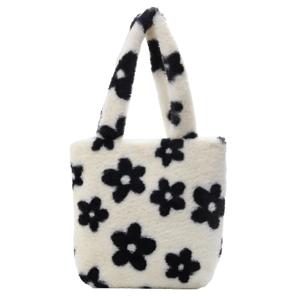 Cute Plush Top-handle Bag Tote Lady Shoulder Street Satchel Big Capacity Handbag Fashion Exquisite Shopping Bag
