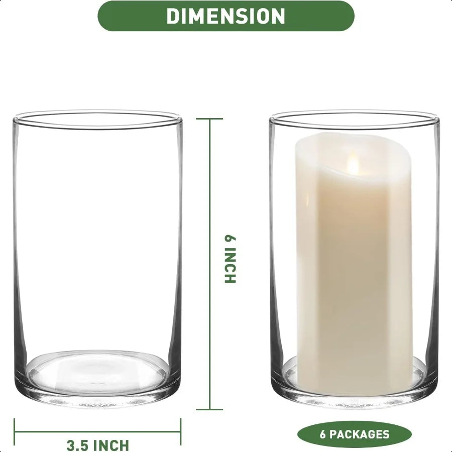 6 Inch Tall Glass Cylinder Vase for Table CenterpiecesSet of 6 Clear Glass Vases Bulk for Flowers Decor Floating Candle Wedding
