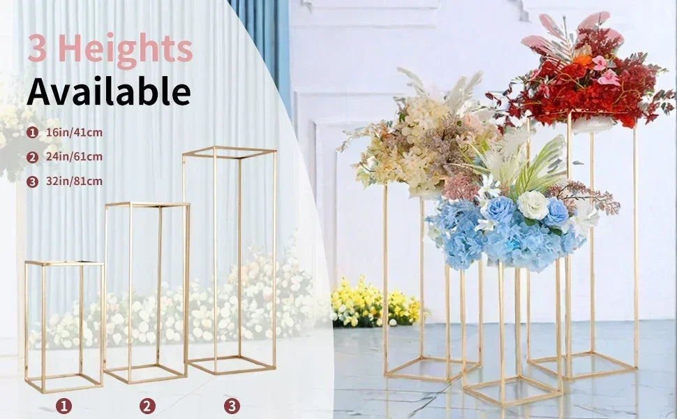 32in Tall Metal Column Wedding Flower Stand - 10pcs Large Centerpieces for Event Party Home Decorations Gold