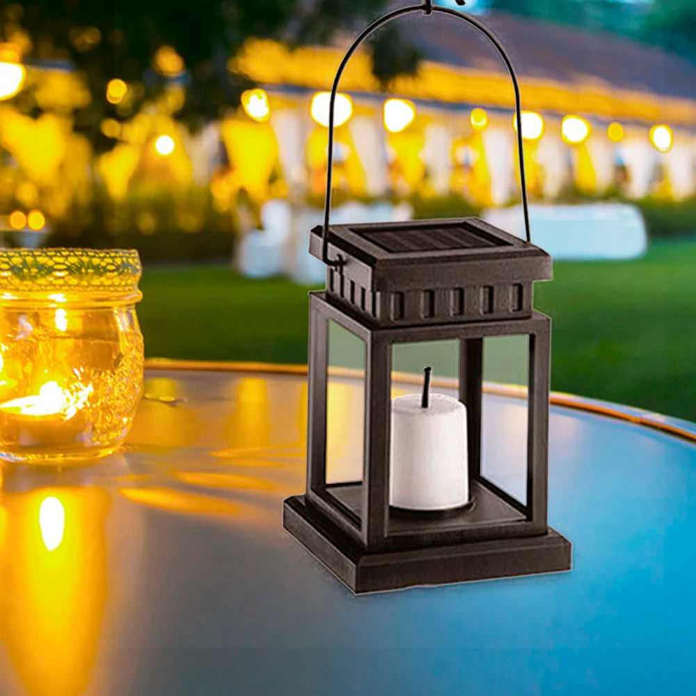 Solar Powered LED Outdoor Twinkle Candle Lantern Outdoor Lamp Home Garden Decoration Light Warm Flame Flashing Tea Light