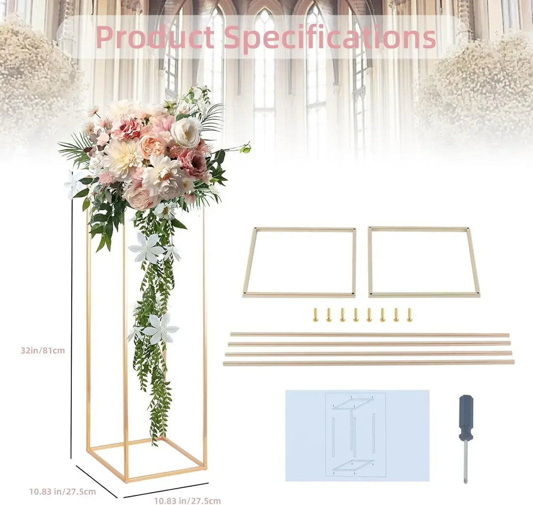 32in Tall Metal Column Wedding Flower Stand - 10pcs Large Centerpieces for Event Party Home Decorations Gold